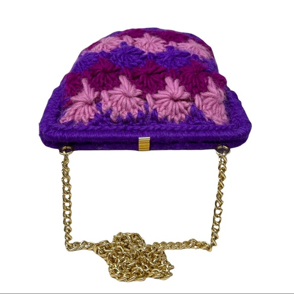 Bobbie Jerome Vintage 1950's Wool Crochet Small Chain Handbag - Picture 3 of 11